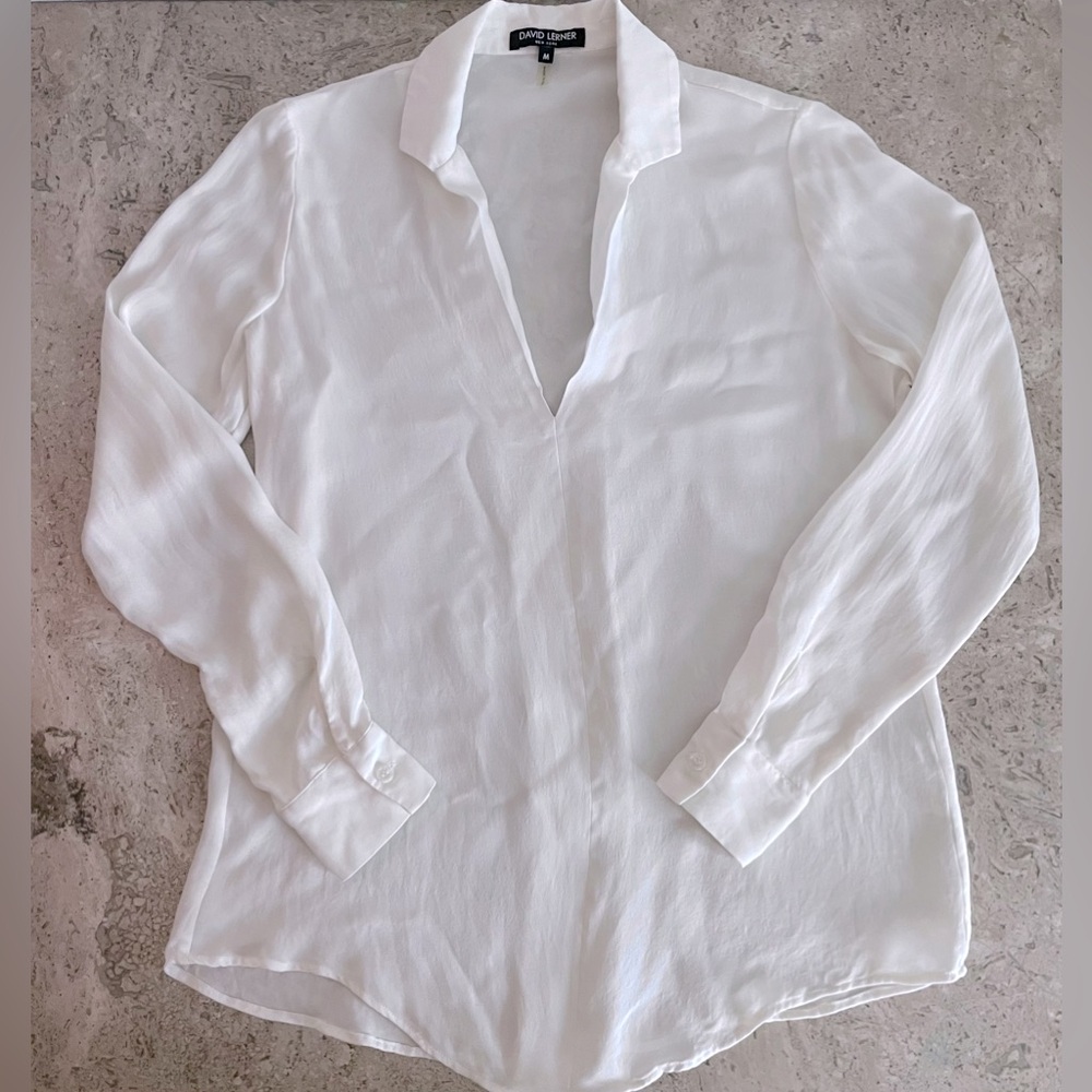 DAVID LERNER V Neck Silk Blouse
